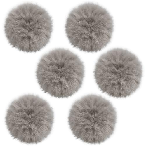 UTXN 6 graue Pompons, Pompons für Hüte, Pompons, Pompons aus Kunstfell für Hüte, zum Basteln für Haarnadeln, Ohrringe, Halsketten, Schuhe, Kleidungsanhänger, Hochzeitsaccessoires von UTXN