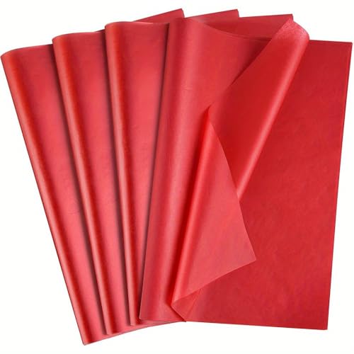 100 Blatt Seidenpapier, 50x70 cm Packseide Verpackungsmaterial Seidenpapier Geschenkpapier für Hochzeit Diy-Geschenkdekoration, Seidenpapier Zum Verpacken (Rot) von UV STYLISH