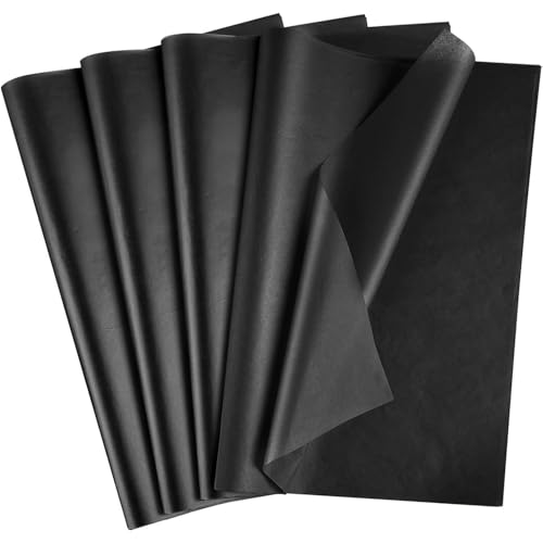 100 Blatt Seidenpapier, 50x70 cm Packseide Verpackungsmaterial Seidenpapier Geschenkpapier für Hochzeit Diy-Geschenkdekoration, Seidenpapier Zum Verpacken (Schwarz) von UV STYLISH