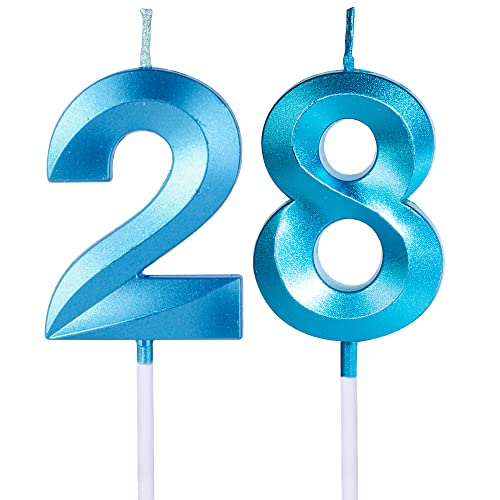 Blaue Kerzen zum 28. & 82. Geburtstag für Kuchen, Zahl 28 82 Kerze Kuchen Topper für Party Jahrestag Hochzeit Feier Dekoration von UVATAHONA