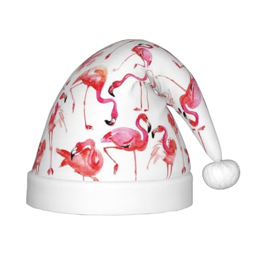 UVBDF Flamingos Weihnachtsmannmütze, Plüschmütze, Weihnachtsmannmütze für Jugendliche für Weihnachten, Neujahr, Party, Kopfbedeckung, 1 Stück von UVBDF