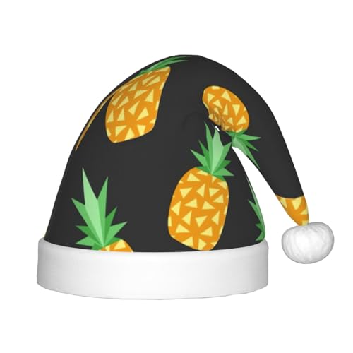 UVBDF Gelbe Ananas-Weihnachtsmannmütze, Plüschmütze, Weihnachtsmannmütze für Jugendliche für Weihnachten, Neujahr, Party, Kopfbedeckung, 1 Stück von UVBDF