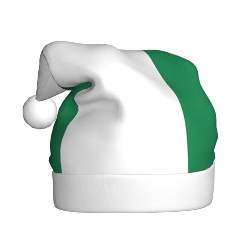 UVBDF Nikolausmütze mit Flagge von Nigeria, Plüsch, Weihnachtsmütze für Erwachsene, für Weihnachten, Neujahr, Party, Kopfbedeckung, 1 Stück von UVBDF