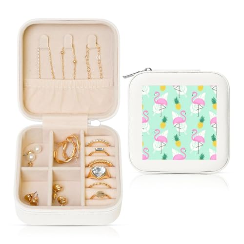 UVBDF Personalisierte Schmuckschatulle mit Flamingo-Ananas-Druck, Reiseetui, luxuriöses Etui, Valentinstagsgeschenk, Hochzeitsgeschenk UVBDF Personalisierte Schmuckschatulle mit Flamingo-Ananas-Druck, Reiseetui, luxuriöses Etui, Valentinstagsgeschenk, Hochzeitsgeschenk von UVBDF