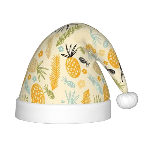 UVBDF Weihnachtsmannmütze mit Ananas-Muster, Plüschmütze, Weihnachtsmannmütze für Teenager, Weihnachten, Neujahr, Party, Kopfbedeckung, 1 Stück von UVBDF