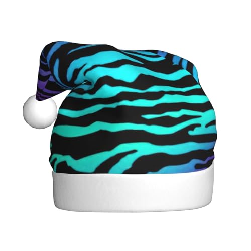 UVBDF Weihnachtsmütze aus Plüsch, für Erwachsene, für Weihnachten, Neujahr, Party, Kopfbedeckung, Violett, Blau, Grün, Camouflage, Zebrastreifen, 1 Stück von UVBDF