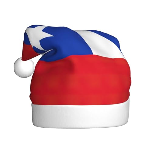 UVBDF Weihnachtsmütze mit Flagge von Chile, Plüsch, Weihnachtsmütze für Erwachsene, für Weihnachten, Neujahr, Party, Kopfbedeckung, 1 Stück von UVBDF