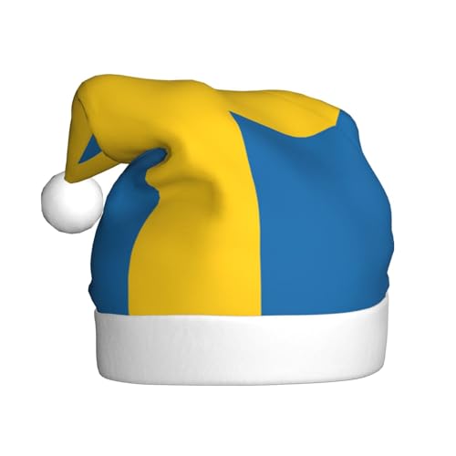 UVBDF Weihnachtsmütze mit schwedischer Flagge, Plüsch, Weihnachtsmütze für Erwachsene, für Weihnachten, Neujahr, Party, Kopfbedeckung, 1 Stück von UVBDF