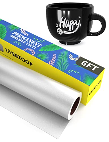 UVERTOOP Glitter Silver Permanent Adhesive Vinyl Roll – 30,5 x 182 cm (12" x 6 ft) Craft Vinyl Roll für Tasse, Auto, Fenster, andere DIY-Projekte funktioniert mit Cricut, Silhouette Cameo und anderen von UVERTOOP