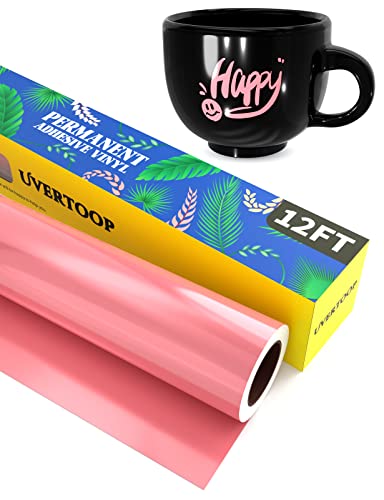 UVERTOOP Macaron Red Permanent Adhesive Vinyl – 30,5 x 366 cm (12" x 12ft) Craft Vinyl Roll für Cricut, Silhouette Cameo und andere für Tasse, Auto, Fenster, andere DIY-Projekte von UVERTOOP