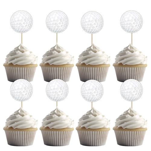 24 Stück Golfbälle Cupcake Toppers für Golf Thema Party und Sport Geburtstag Party Dekoration von UVTQSSP