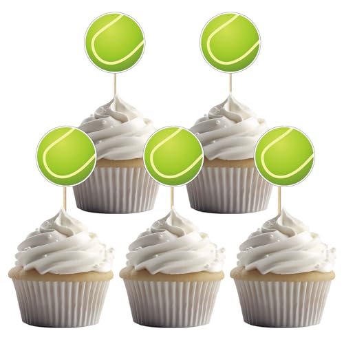 24 Stück Tennisbälle Cupcake Toppers für Tennis Thema Party und Sport Geburtstag Party Dekoration von UVTQSSP