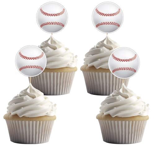 24 Stück Basebälle Cupcake Toppers für Baseball Thema Party und Sport Geburtstag Party Dekoration von UVTQSSP