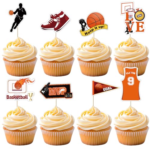 32 Stück Basketball Cupcake Toppers, Basketball Kuchen Deko für Basketball Thema Party dekoration von UVTQSSP