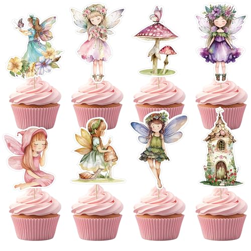 32 Stück Blumenfee Tortendeko Fee Kuchen Dekoration Feen Geburtstag Kuchen Topper Cupcake Toppers für Kinder Baby Party Geburtstag Party Kuchen Dekoration von UVTQSSP