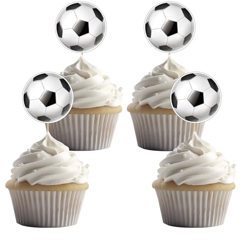 24 Stück Fußbälle Cupcake Toppers für Fußball Thema Party und Sport Geburtstag Party Dekoration von UVTQSSP