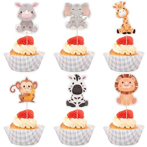 36 Stück Dschungel Tiere Cupcake Topper für Kindergeburtstags Party Dekoration Dschungel Safari Thema Party Zubehör von UVTQSSP