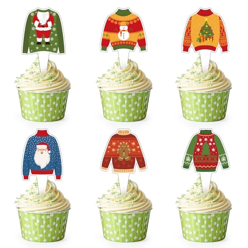 36 Stück Weihnachten Cupcake Topper Weihnachtsfeier Liefert Kuchen Dekorieren Weihnachten Deko Torte für Weihnachten Cupcakes Kuchen Muffins Party Dekoration von UVTQSSP