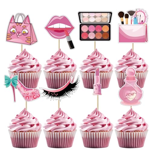 32 Stück Makeup Cupcake Topper Tortendeko für Bachelorette Party Brautdusche Geburtstag Party Lady Mädchen Kuchen Dekoration von UVTQSSP