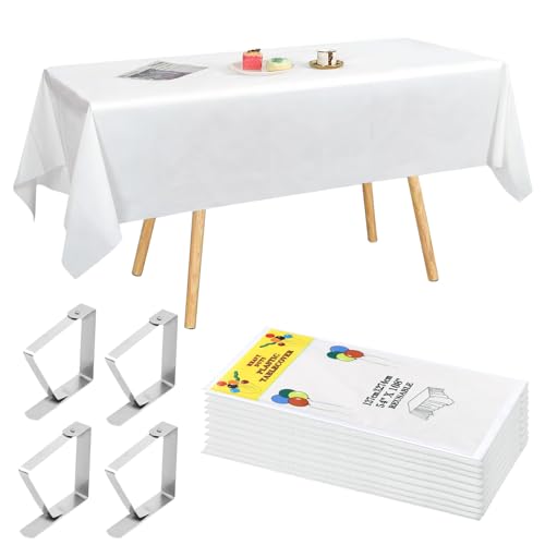 Tischdecke Einweg Weiß Tischtuch Rechteckig Tischdecken 10 Stück Einweg Kunststoff Tischdecken Wasserdicht Geburtstag Tischdecken 137 x 274 cm Bierbank Tischdecke für Party Hochzeit Grillen Picknick von UVVRUR