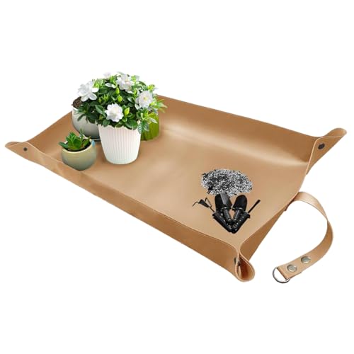 UWEOTYYY Pflanzenpantastmatte, wasserdichte Lederpflanze -Blumenerde, 17x30 Zoll Pflanzung, Faltbare tragbare Wiederholung für Innenpflanzen, Khaki, Khaki von UWEOTYYY