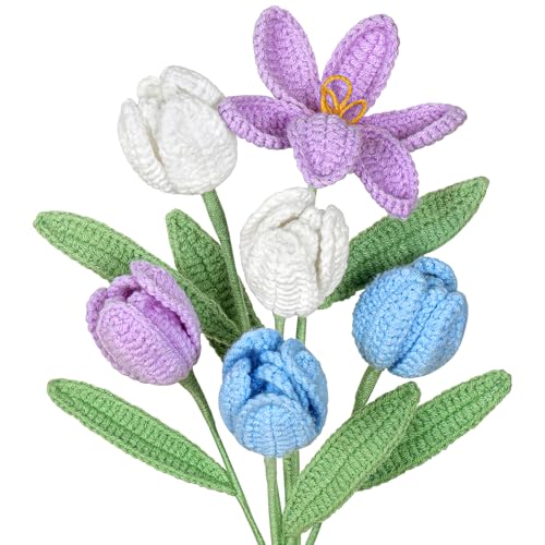 UXORSN 6 Stück Häkelblumen Künstliche Tulpen Blumenstrauß 41cm Kunstblumen wie Echt Handgefertigte Blühen Kunsttulpen Bunt Gehäkelte Blumen für Geburtstag Hochzeit Büro Dekor UXORSN 6 Stück Häkelblumen Künstliche Tulpen Blumenstrauß 41cm Kunstblumen wie Echt Handgefertigte Blühen Kunsttulpen Bunt Gehäkelte Blumen für Geburtstag Hochzeit Büro Dekor von UXORSN