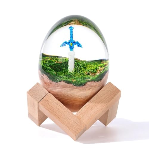 UYFRD Sword Egg Desktop Office Transparentes Epoxidharz Massivholz Kunst Ornamente von UYFRD