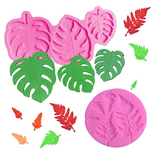 LIANCHEN 2 Pcs Blätter 3D Silikon Backformen Set Backen Kuchenform Blatt Silikon Blatt Fondant Silikonform für Kuchen Tropical Leaf Blätter Kuchen für Tortedeko Schokolade Candy Backharz Polymer Clay von LIANCHEN