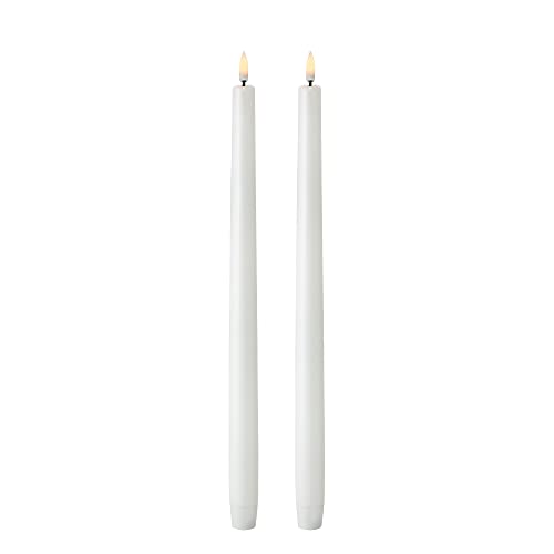 Piffany Copenhagen Uyuni Lighting Taper 2er Set LED Stabkerzen 2,3 x 35 cm Echtwachs Weiss - 6 Stunden Timerfunktion - Keine Brandgefahr, Keine Rußbildung und kein Geruch von UYUNI