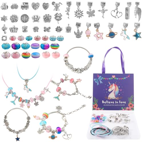 UYUYong 62 Stück Armband Adventskalender Schmuckbastelsets Mädchen Einhorn Geschenke Schmuck Basteln Mädchen Charm Armband Kit, für Geburtstag Geschenke DIY Schmuck Set Weihnachtsgeschenke von UYUYong