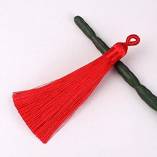 Quastenbesatz, 8CM Seidenprofil-Quastenbürste, modische weiche Quasten, Fransen for die Schmuckherstellung, Ohrring-Anhänger, Charme, handgefertigte Dekoration, Handwerk(01 Red,10PCS) von UZAMIRLEX