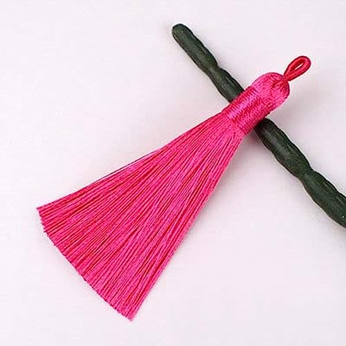 Quastenbesatz, 8CM Seidenprofil-Quastenbürste, modische weiche Quasten, Fransen for die Schmuckherstellung, Ohrring-Anhänger, Charme, handgefertigte Dekoration, Handwerk(03 Deep Pink,10PCS) von UZAMIRLEX