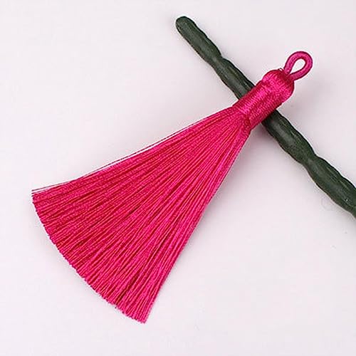 Quastenbesatz, 8CM Seidenprofil-Quastenbürste, modische weiche Quasten, Fransen for die Schmuckherstellung, Ohrring-Anhänger, Charme, handgefertigte Dekoration, Handwerk(04 Rose,10PCS) von UZAMIRLEX