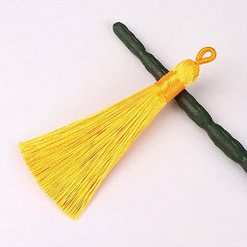 Quastenbesatz, 8CM Seidenprofil-Quastenbürste, modische weiche Quasten, Fransen for die Schmuckherstellung, Ohrring-Anhänger, Charme, handgefertigte Dekoration, Handwerk(06 Golden Yellow,5PCS) von UZAMIRLEX