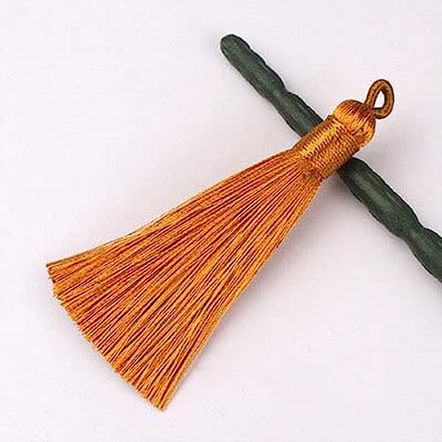 Quastenbesatz, 8CM Seidenprofil-Quastenbürste, modische weiche Quasten, Fransen for die Schmuckherstellung, Ohrring-Anhänger, Charme, handgefertigte Dekoration, Handwerk(08 Earthy Yellow,5PCS) von UZAMIRLEX