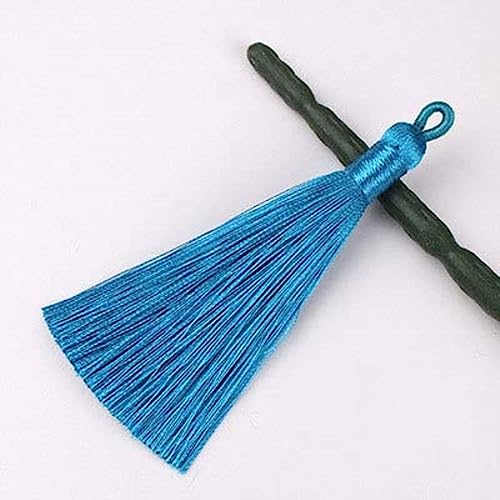 Quastenbesatz, 8CM Seidenprofil-Quastenbürste, modische weiche Quasten, Fransen for die Schmuckherstellung, Ohrring-Anhänger, Charme, handgefertigte Dekoration, Handwerk(09 Lake Blue,10PCS) von UZAMIRLEX