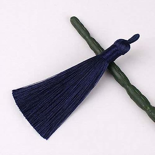 Quastenbesatz, 8CM Seidenprofil-Quastenbürste, modische weiche Quasten, Fransen for die Schmuckherstellung, Ohrring-Anhänger, Charme, handgefertigte Dekoration, Handwerk(11 Dark Blue,10PCS) von UZAMIRLEX