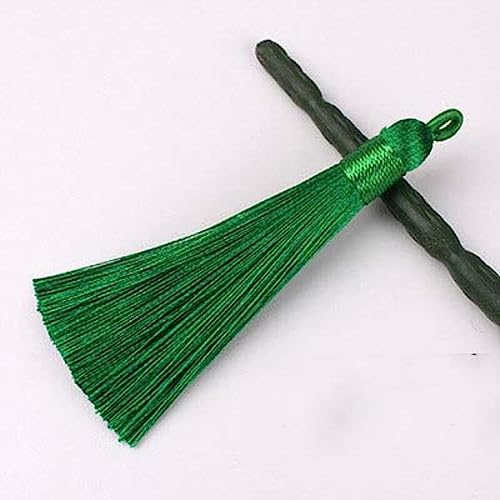 Quastenbesatz, 8CM Seidenprofil-Quastenbürste, modische weiche Quasten, Fransen for die Schmuckherstellung, Ohrring-Anhänger, Charme, handgefertigte Dekoration, Handwerk(12 Green,10PCS) von UZAMIRLEX