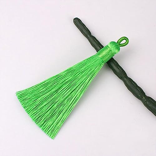 Quastenbesatz, 8CM Seidenprofil-Quastenbürste, modische weiche Quasten, Fransen for die Schmuckherstellung, Ohrring-Anhänger, Charme, handgefertigte Dekoration, Handwerk(14 Fruit Green,5PCS) von UZAMIRLEX