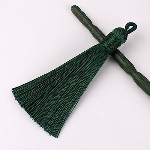 Quastenbesatz, 8CM Seidenprofil-Quastenbürste, modische weiche Quasten, Fransen for die Schmuckherstellung, Ohrring-Anhänger, Charme, handgefertigte Dekoration, Handwerk(15 Blackish Green,10PCS) von UZAMIRLEX