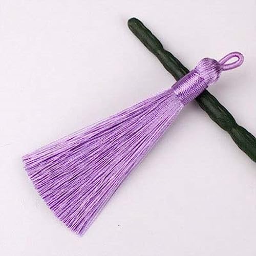 Quastenbesatz, 8CM Seidenprofil-Quastenbürste, modische weiche Quasten, Fransen for die Schmuckherstellung, Ohrring-Anhänger, Charme, handgefertigte Dekoration, Handwerk(16 Light Purple,10PCS) von UZAMIRLEX