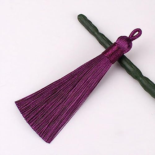 Quastenbesatz, 8CM Seidenprofil-Quastenbürste, modische weiche Quasten, Fransen for die Schmuckherstellung, Ohrring-Anhänger, Charme, handgefertigte Dekoration, Handwerk(19 Dark Purple,10PCS) von UZAMIRLEX