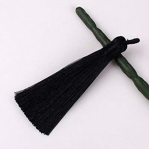 Quastenbesatz, 8CM Seidenprofil-Quastenbürste, modische weiche Quasten, Fransen for die Schmuckherstellung, Ohrring-Anhänger, Charme, handgefertigte Dekoration, Handwerk(20 Black,10PCS) von UZAMIRLEX