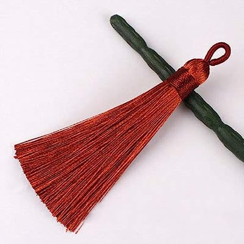 Quastenbesatz, 8CM Seidenprofil-Quastenbürste, modische weiche Quasten, Fransen for die Schmuckherstellung, Ohrring-Anhänger, Charme, handgefertigte Dekoration, Handwerk(22 Red Coffee,10PCS) von UZAMIRLEX