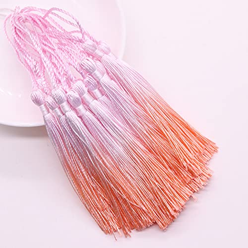 Quastenbesatz, Farbverlauf 13 cm Quasten Handwerk Polyester Seide Quaste Handwerk Schmuck DIY Kleidung Anhänger Lesezeichen Heimdekoration Zubehör-5 Stück,B von UZAMIRLEX