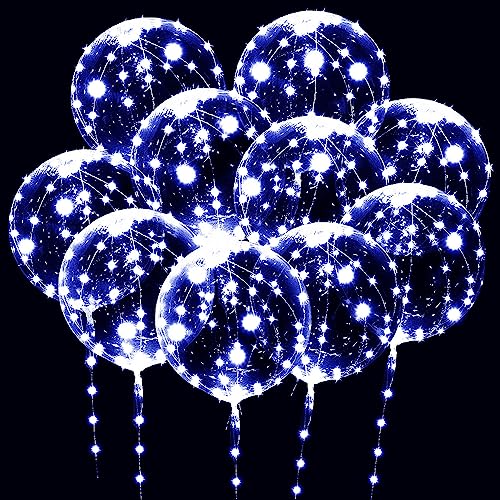 10 Packungen LED-Bobo-Luftballons, klare, leuchtende Luftballons, Helium-Luftballons mit Lichterkette, für Party, Geburtstag, Hochzeit, Quinceanera-Dekorationen (kaltweiß) von UZER