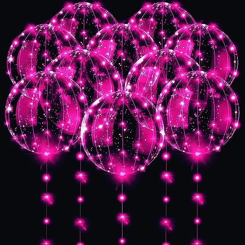 LED-Luftballons, 50,8 cm, leuchtende BoboBallons, Helium-Stil, leuchtende Luftblasen für Weihnachten, Hochzeit, Geburtstag, Valentinstag, Halloween, Partyzubehör, Dekorationen (rosa Licht) von UZER