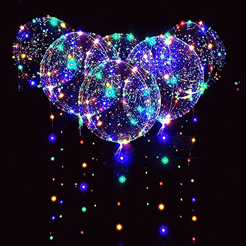 UZER 12 Packungen LED Bobo Luftballons mehrfarbig,18 Stück klare Luftballons,3 Leuchtstufen blinkende LED-Lichterkette,51 cm große Helium-Luftballons,Weihnachts Hochzeit Geburtstags party Dekorationen von UZER