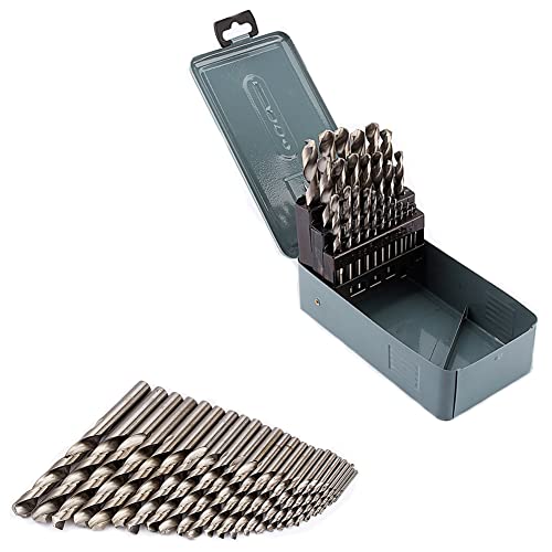 25-Teiliges HSS-Spiralbohrer-Set – 1–13 mm Bohrer-Werkzeug für Metall, Holz, Mauerwerk, Stahl, Typ: Zylinderschaft mit Aufbewahrungskoffer von Uadme