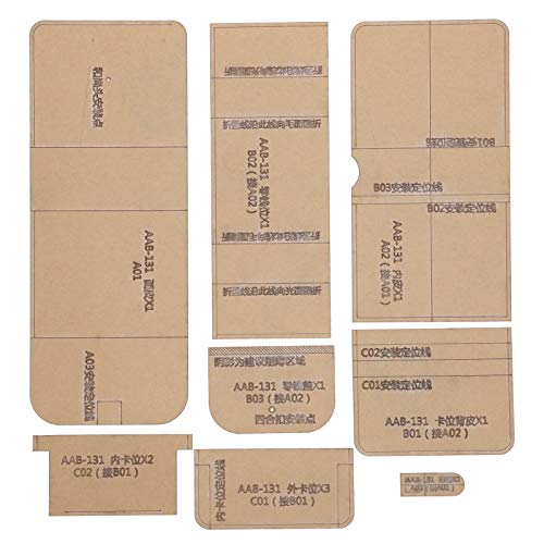 Uadme Acryl-Vorlage, Acryl-Schablone, kurze Brieftasche, 8 Stück, DIY-Ledermuster, Bastelwerkzeuge von Uadme
